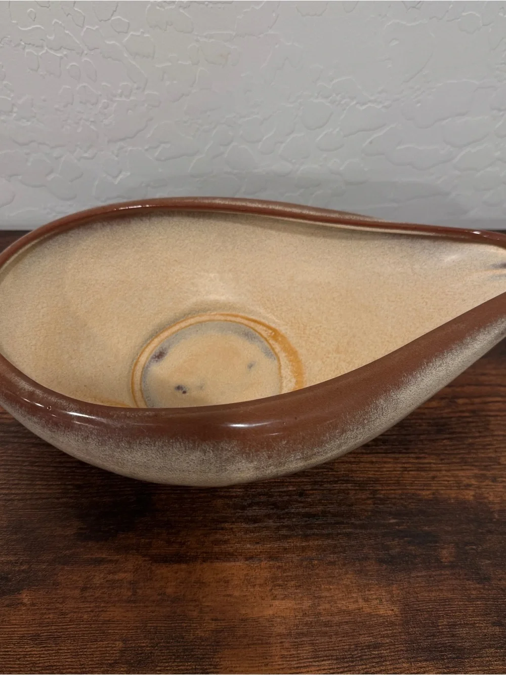 Vintage Frankoma Pottery MCM Bowl #214 Yellow Desert Gold Freeform Artsy Ceramic